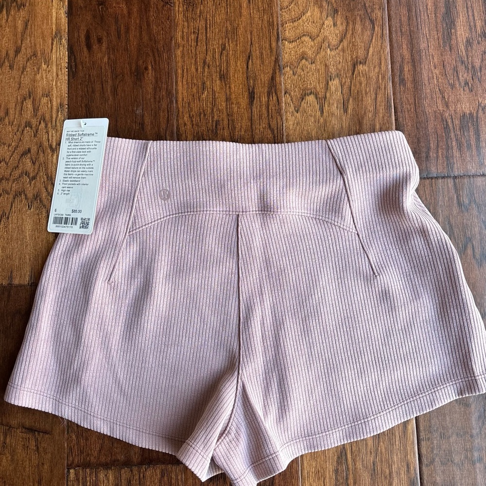 lululemon athletica High-Waist Ribbed Shorts in Blush Pink - Picture 4 of 4